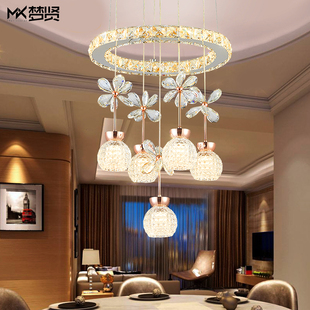 餐厅灯吊灯三头现代简约创意，个性餐桌灯，led饭厅家用客厅水晶灯