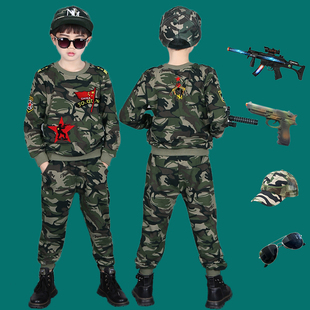 儿童迷彩服t恤男童秋装套装小男孩特种兵军训户外长袖运动衣服潮9