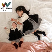 0-2岁婴儿格子姐妹装2023秋女宝长袖连体衣吊带罩衫两件套装