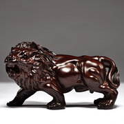 黑檀实木雕刻狮子摆件风水家居客厅创意红木雄狮工艺品办公装饰品