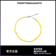 章若楠同款twentyoneaugust韩国设计师，原创黄色雏菊笑脸小花项链