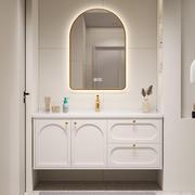 法式浴室柜组合橡木奶油风卫生间一体陶瓷盆卫浴柜洗手台洗脸盆柜