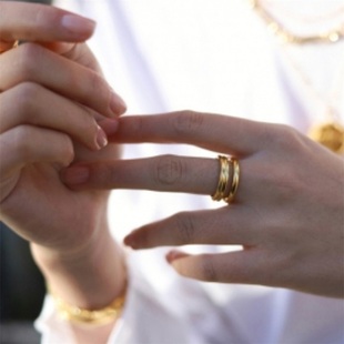 eManco饰品货源欧美配饰女士指环不锈钢镀金个性手饰简约双层戒指