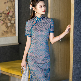 老上海旗袍夏季2023年短袖气质优雅民国风连衣裙长款日常可穿