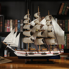 实木帆船模型工艺品客厅摆件