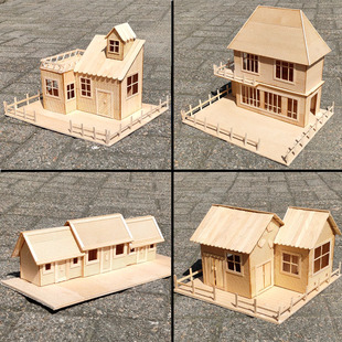 雪糕棒棍木条diy手工，制作房子建筑模型，材料冰棒棍棒别墅拼装玩具