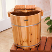 40CM高杉木泡脚木桶足浴桶洗脚盆木桶泡脚木盆家用带盖40高木桶+
