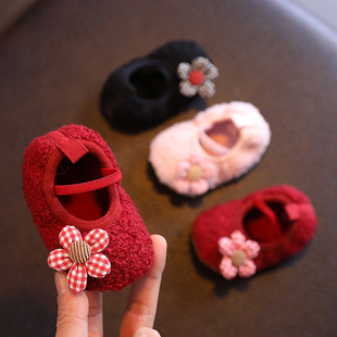 秋冬季新生婴儿鞋袜，0-3-6月1岁男女宝宝棉鞋，学步加绒软底不掉保暖