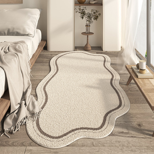 可机洗地毯异形床边毯卧室，客厅极简轻奢高级感长条不规则地垫