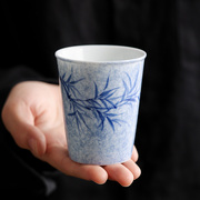 纯手绘墨染青竹茶杯主人杯个人，专用高档大容量可乐杯单个陶瓷杯子