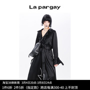 lapargay纳帕佳2023女装黑色，上衣外套个性时尚长袖宽松长风衣