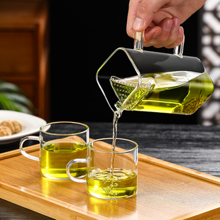 玻璃茶壶月牙过滤绿茶泡茶器茶水，分离泡茶壶功夫茶具分茶杯公道杯