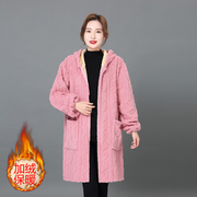 冬季女士外套棉袄宽松加绒中长款加厚家用保暖耐脏棉服工作服护衣