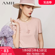 艾米Amii夏季纯棉冰丝T恤短袖女士上衣半袖体桖2024潮