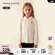 teenieweeniekids小熊童装女童23年秋季甜美蕾丝娃娃领t恤polo衫