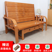 沙发床客厅多功能两用小户型双人，1.8米单人1.2经济型实木折叠凉床
