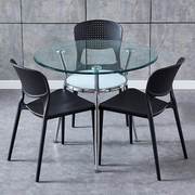 钢化玻璃餐桌家用玻璃圆桌洽谈桌椅，组合玻璃桌会客桌洽谈桌小圆桌