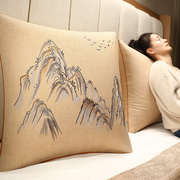中式抱枕床头靠垫软包含芯沙发客厅大靠枕床头中国风护腰靠背定制