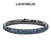 luckymojo925纯银手链男款，小众锆石镶嵌蛇纹手镯，软女轻奢高级感