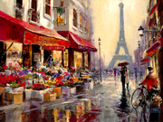 精准印花法国DMC十字绣 客厅风景 世界名画油画 巴黎的四月