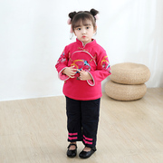 儿童唐装女婴儿棉衣套装，秋冬喜庆拜年服一周岁礼服中国风古装红色
