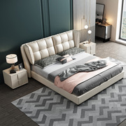 北欧布艺床简约现代可拆洗主卧双人床1.8米小户型轻奢床科技布床