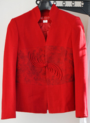 年末福利库存样品中国红系列，民族风格羊毛呢外套节日喜庆女装