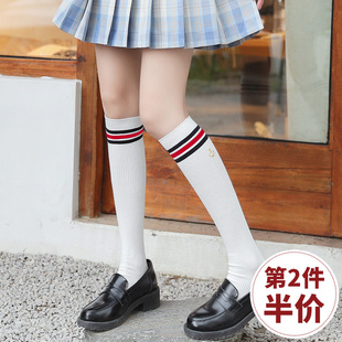 jk袜子女童初中学生夏天白色，半腿搭配制服裙子，棒球足球中长筒小腿
