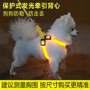 狗狗夜光牵引绳背心式LED发光胸背泰迪牵引绳宠物狗链小型USB充电