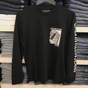 L码CK/Calvin Klein男士内搭黑色印花时尚纯棉长袖体恤打底衫T恤