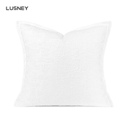 软装设计师款轻奢样板房抱枕，白色肌理棉麻包边，抱枕定制床头软