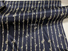 深藏青底竖条纹图案数码喷绘桑波缎服装布料19姆米真丝绸缎料