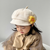 儿童帽子秋冬款可爱花朵，女童时尚贝雷帽女宝宝，甜美春天鸭舌八角帽
