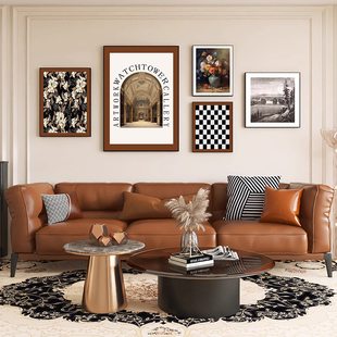 美式轻奢客厅装饰画欧式艺术，高级感组合画复古风格，沙发背景墙挂画