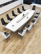 烤漆白色会客会议桌大小型长桌异形简约办公室洽谈桌椅组合