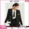 VIVICATHY大码女装2023秋新雅黑英伦学院风减龄短款西装外套