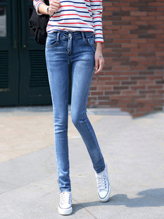 高个子加长175牛仔裤女 学生修身显瘦超长韩版铅笔裤长裤