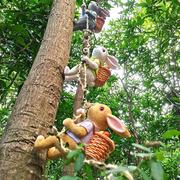庭院花园家居兔子爬绳树脂工艺装饰品吊摆壁挂件树木可爱生动阳台