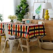 英伦风格子餐桌布棉布长方形台布家用茶几桌垫饭店酒店