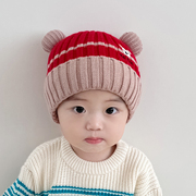 宝宝帽子秋冬款针织帽，可爱超萌婴儿帽护耳，针织帽冬季男童大红帽子