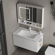 智能304不锈钢浴室柜组合白色简约卫生间洗手洗脸面盆镜柜洗漱台