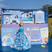 儿童节礼物2023女孩蓝色公主，爱莎换装艾莉公主床衣柜厨房过家