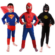 万圣节儿童服装蜘蛛侠蝙蝠侠超人披风衣服套装长袖舞会角色服表演