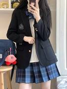 日系学院风jk制服校供感西服套装正版全套秋冬黑色西装学生外套女