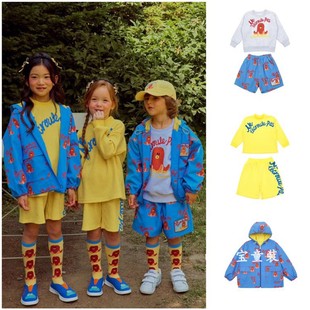 韩国童装婴儿宝宝男女童，23春秋款蓝色章鱼，黄色字母套装3840