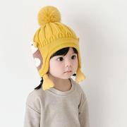 宝宝帽子秋冬季毛线针织可爱护耳男女童冬天保暖儿童卡通婴儿帽子