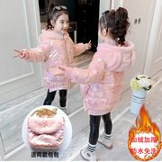 2022韩版洋气亮面女孩羽绒棉袄女童棉衣冬装加绒加厚儿童棉服