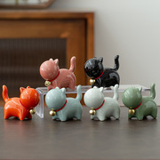 茶玩创意小猫咪动物微景观茶宠摆件陶瓷饰品品茶可爱茶具配件