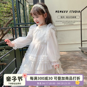 女童春装连衣裙2024白色裙子儿童，中国风纱裙，女宝宝春季公主裙