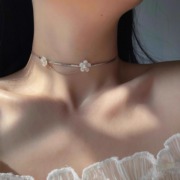 S925纯银复古珍珠锁骨链小众高级感颈链超唯美小香风礼服生日项链